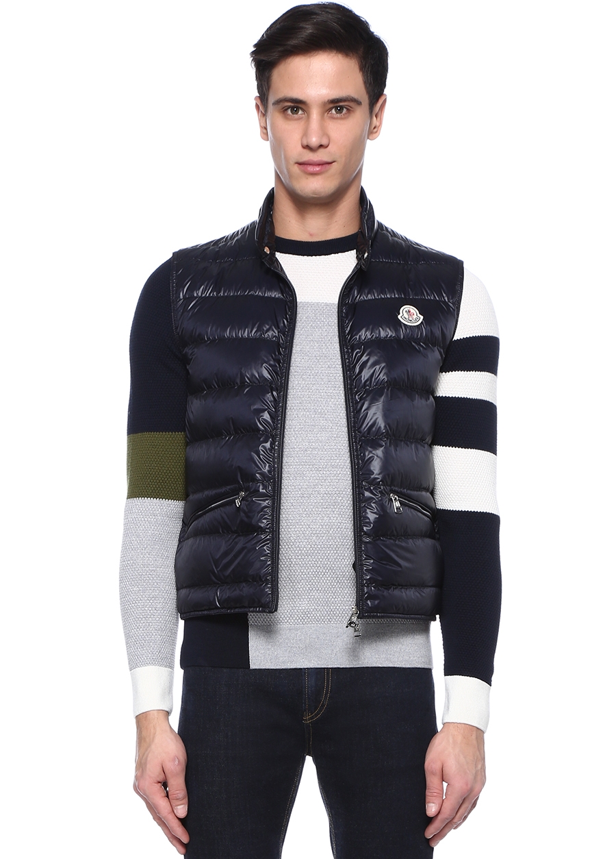 Beymen MONCLER Gui Lacivert Dik Yaka Logo Patchli PuffYelek. 1