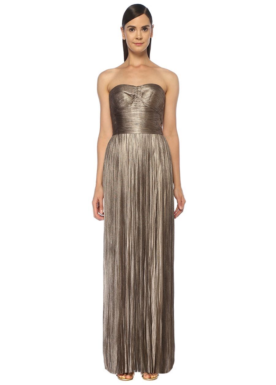 Beymen - MARIA LUCIA HOHAN Anjoux Bronz Straplez Maksi İpek Abiye