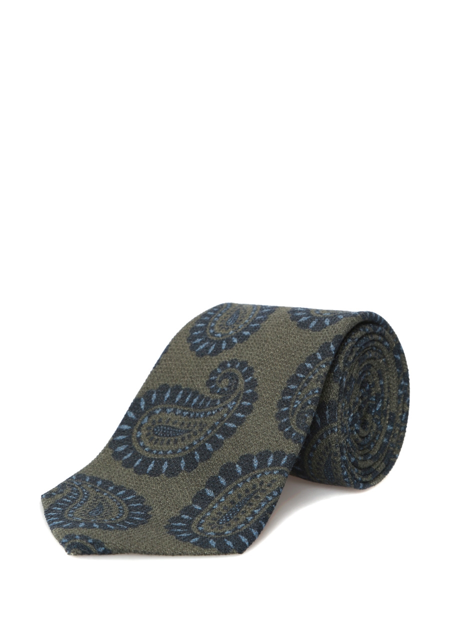 Beymen BEYMEN COLLECTION Haki Şal Desenli Yün Kravat 0 Beymen BEYMEN COLLECTION Haki Şal Desenli Yün Kravat 1