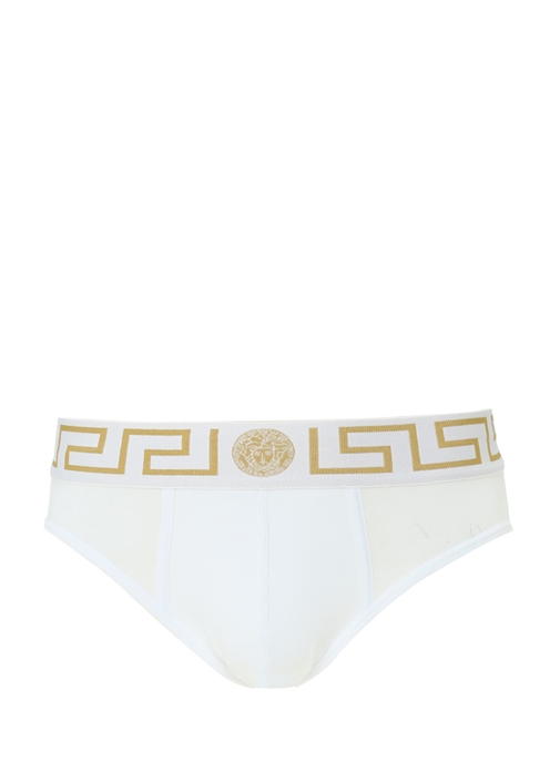 VERSACE Beyaz Logo Lastikli Slip