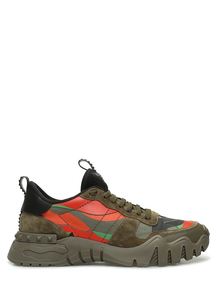 Beymen VALENTINO GARAVANI Haki Kamuflaj Desenli Erkek Süet Sneaker. 1