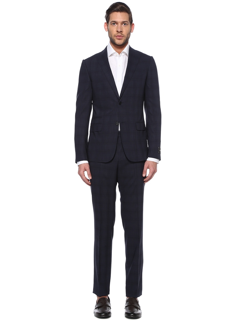 Beymen Z ZEGNA Drop 8 Lacivert Çizgi Desenli Yün Takım Elbise. 1