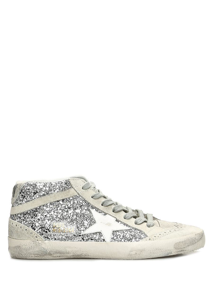 Beymen GOLDEN GOOSE Mid Star Silver Sim Dokulu Kadın KadifeSneaker. 1
