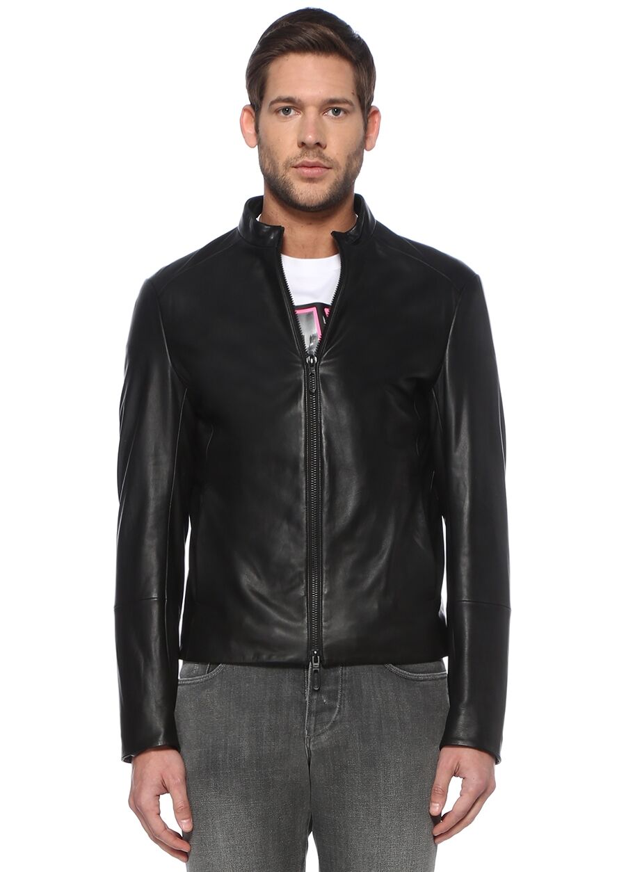 Beymen EMPORIO ARMANI Siyah Dik Yaka Deri Mont. 1