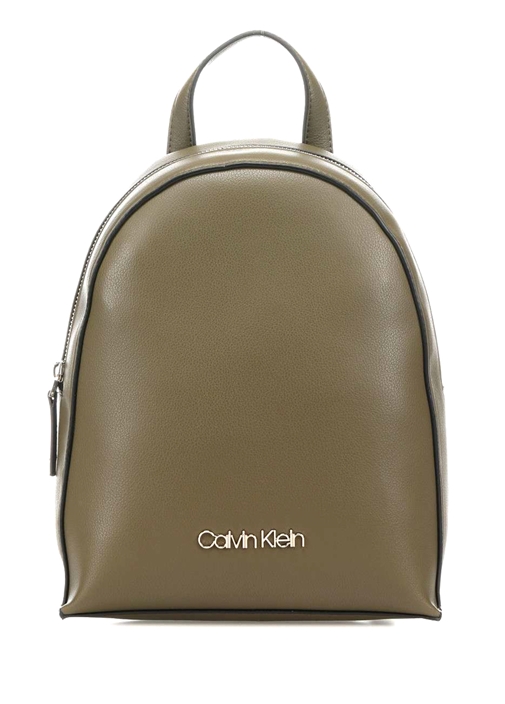 CALVIN KLEIN Haki Logolu Erkek Kadın Deri Sırt Çantası