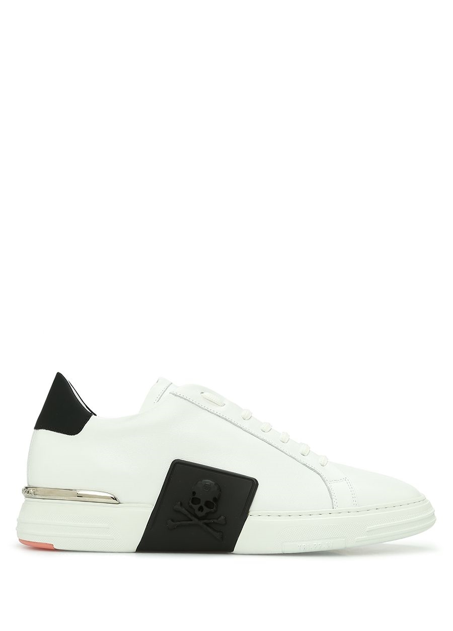 Beymen PHILIPP PLEIN Beyaz Siyah Taban Detaylı Erkek Deri Sneaker. 1