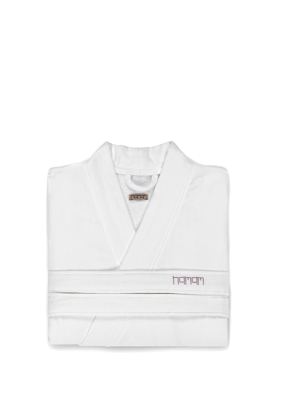 Marine Beyaz Mor Unisex Bornoz