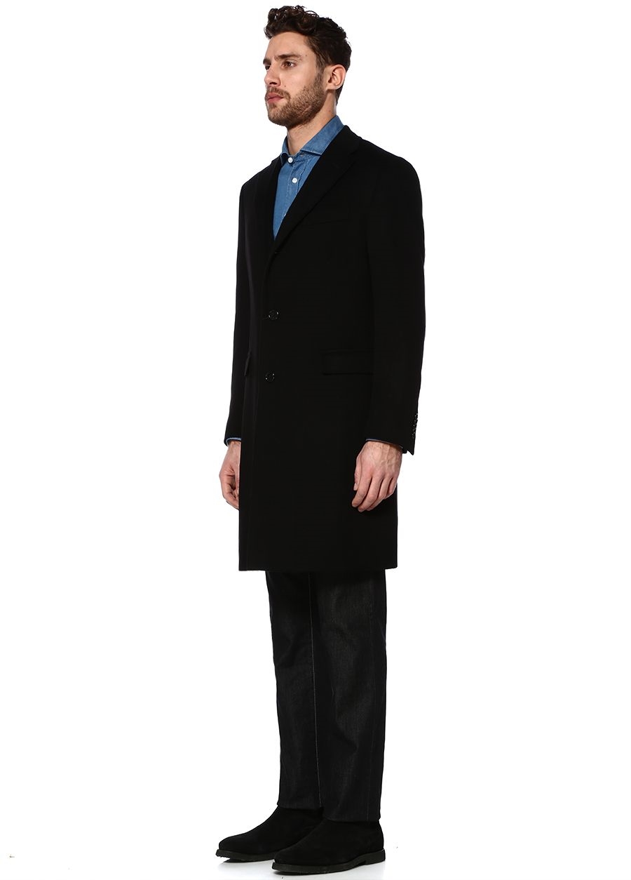 Beymen CORNELIANI Siyah Kelebek Yaka Kaşmir Palto. 2