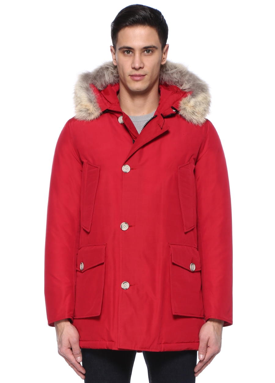 Beymen WOOLRICH Artic Kırmızı Kapüşonlu Logolu Puff Parka. 2