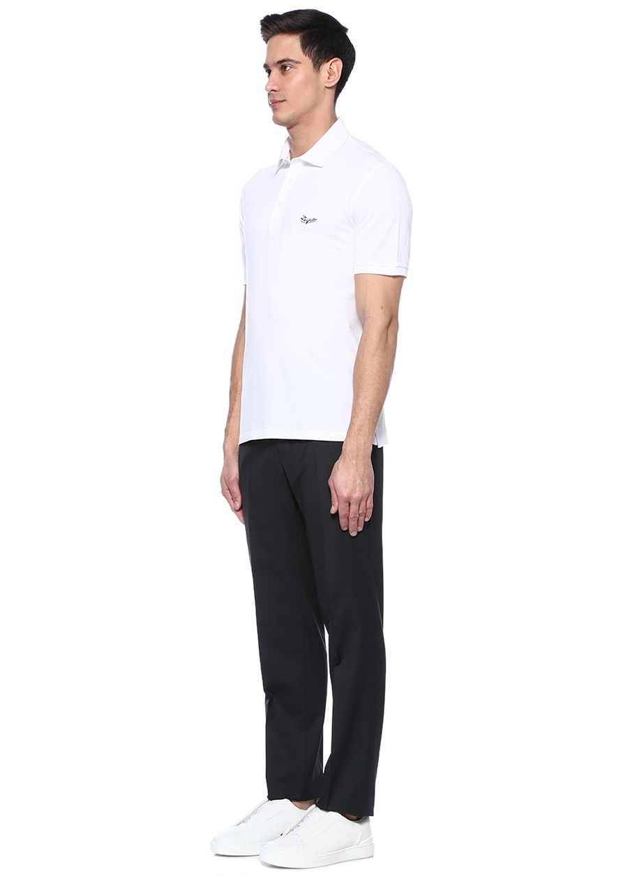 Beymen ZEGNA Beyaz Logo Nakışlı Polo Yaka T-shirt. 2