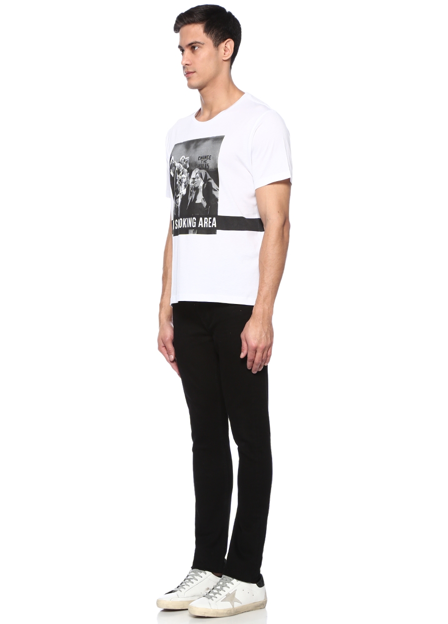 Beymen TURN & BAKE Nun Smoking Beyaz Bisiklet Yaka BaskılıT-shirt. 2