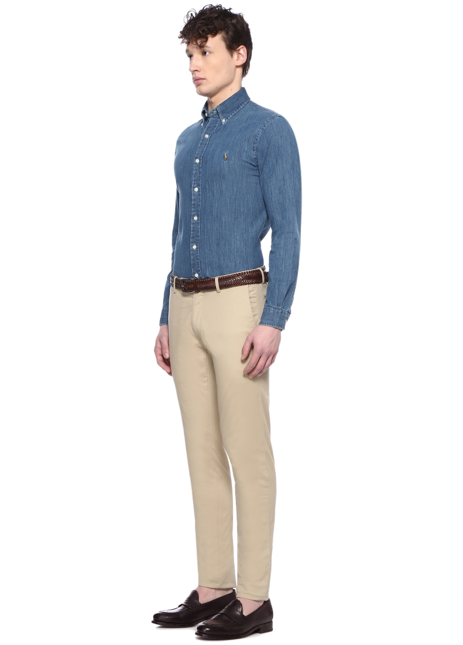 Beymen POLO RALPH LAUREN Slim Fit Mavi Düğmeli Yaka Logolu DenimGömlek. 2