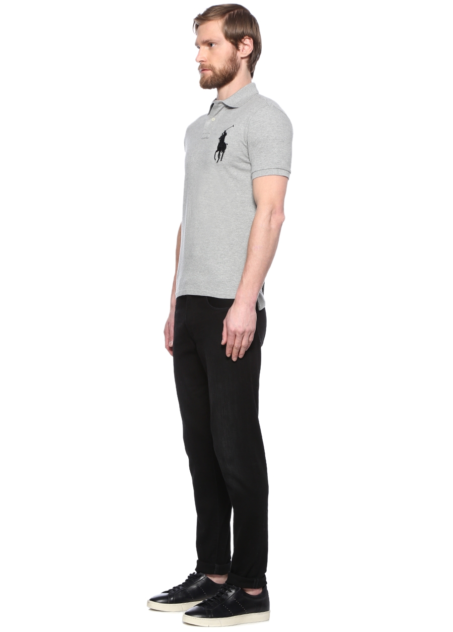 Beymen POLO RALPH LAUREN Custom Slim Fit Gri Logo Nakışlı Polo Yaka T-shirt. 2
