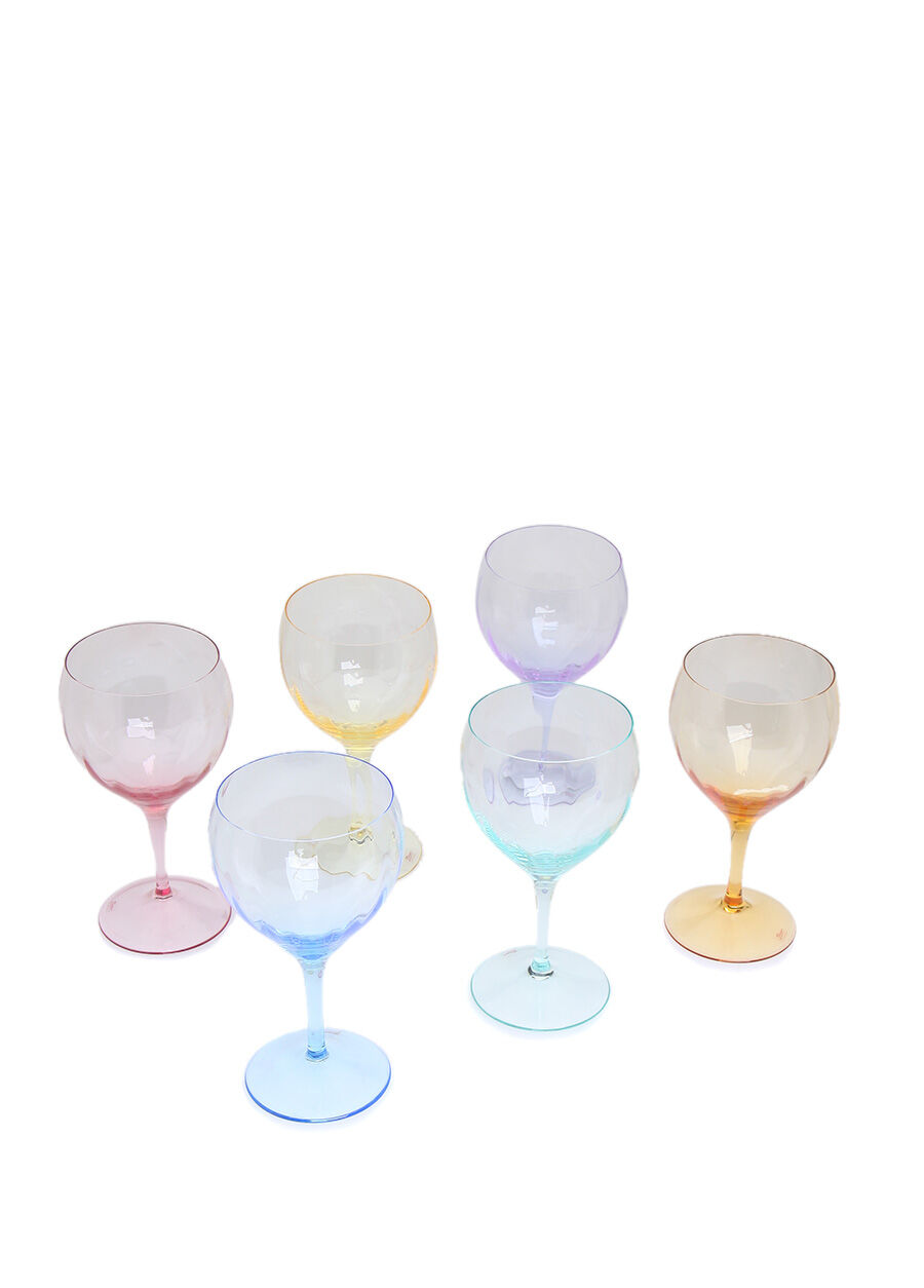 6lı Renkli Kristal Kadeh Seti