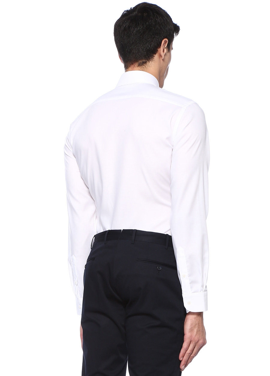 Beymen BEYMEN BES Custom Fit Beyaz Klasik Yaka İnce TwillGömlek. 3