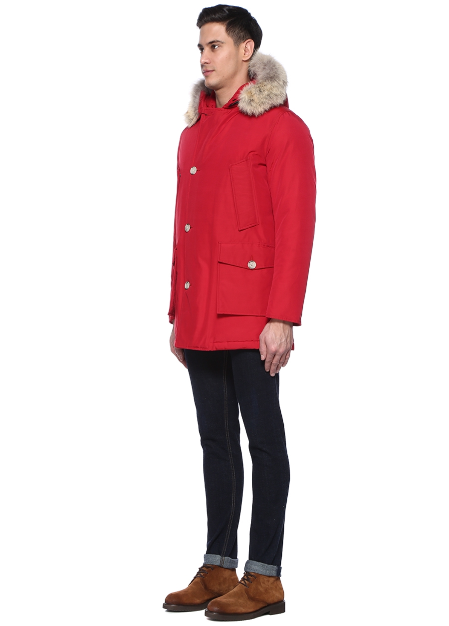 Beymen WOOLRICH Artic Kırmızı Kapüşonlu Logolu Puff Parka. 3
