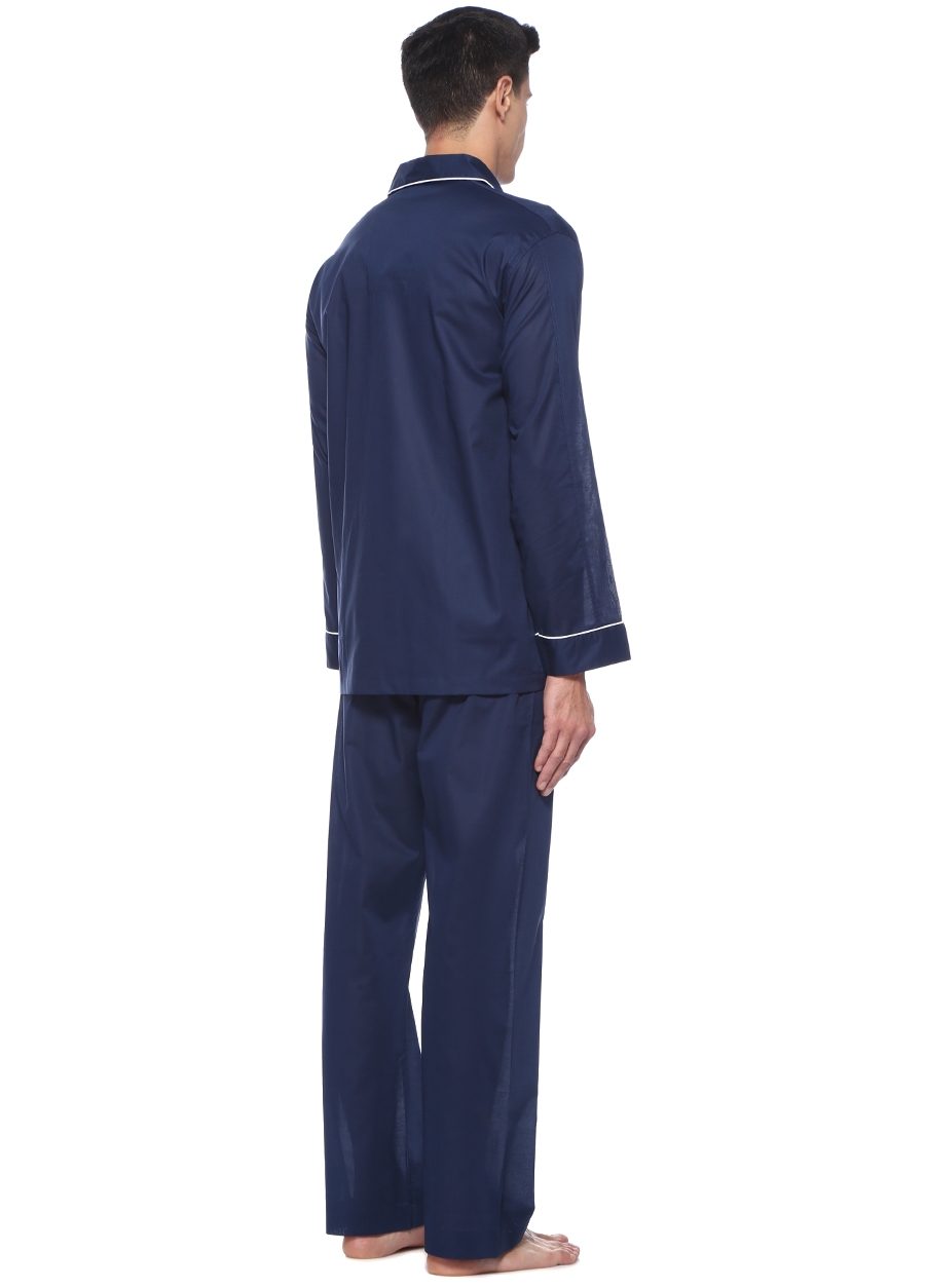 Beymen DEREK ROSE Lacivert Biyeli İngiliz Yaka Pijama Takımı. 3