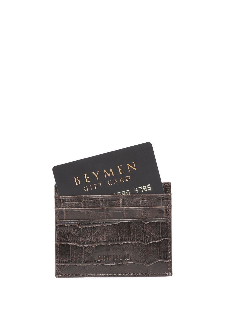 Beymen BEYMEN COLLECTION Kahverengi Timsah Desenli Erkek Deri Kartlık. 2