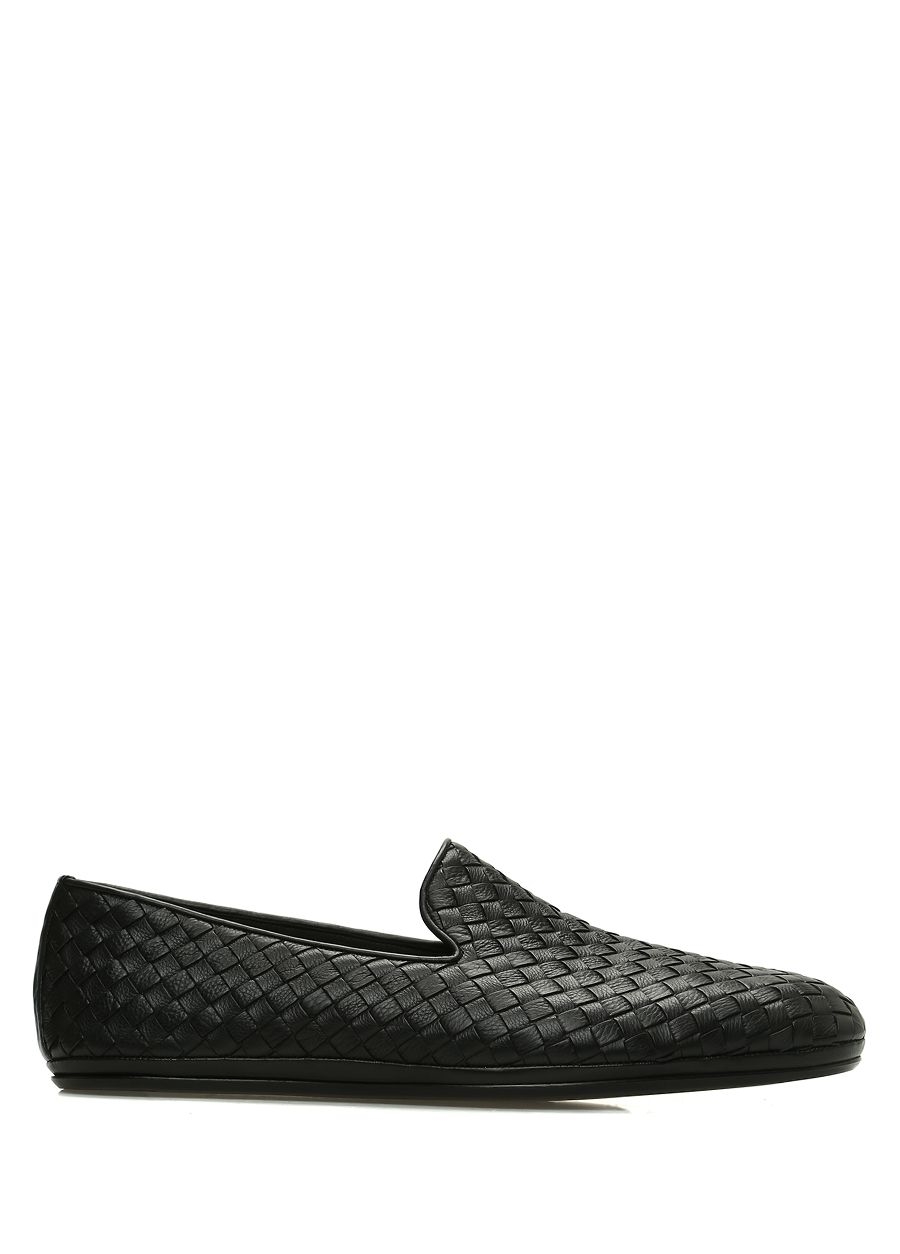 Beymen BOTTEGA VENETA Siyah Örgü Dokulu Erkek Deri Slipper. 1