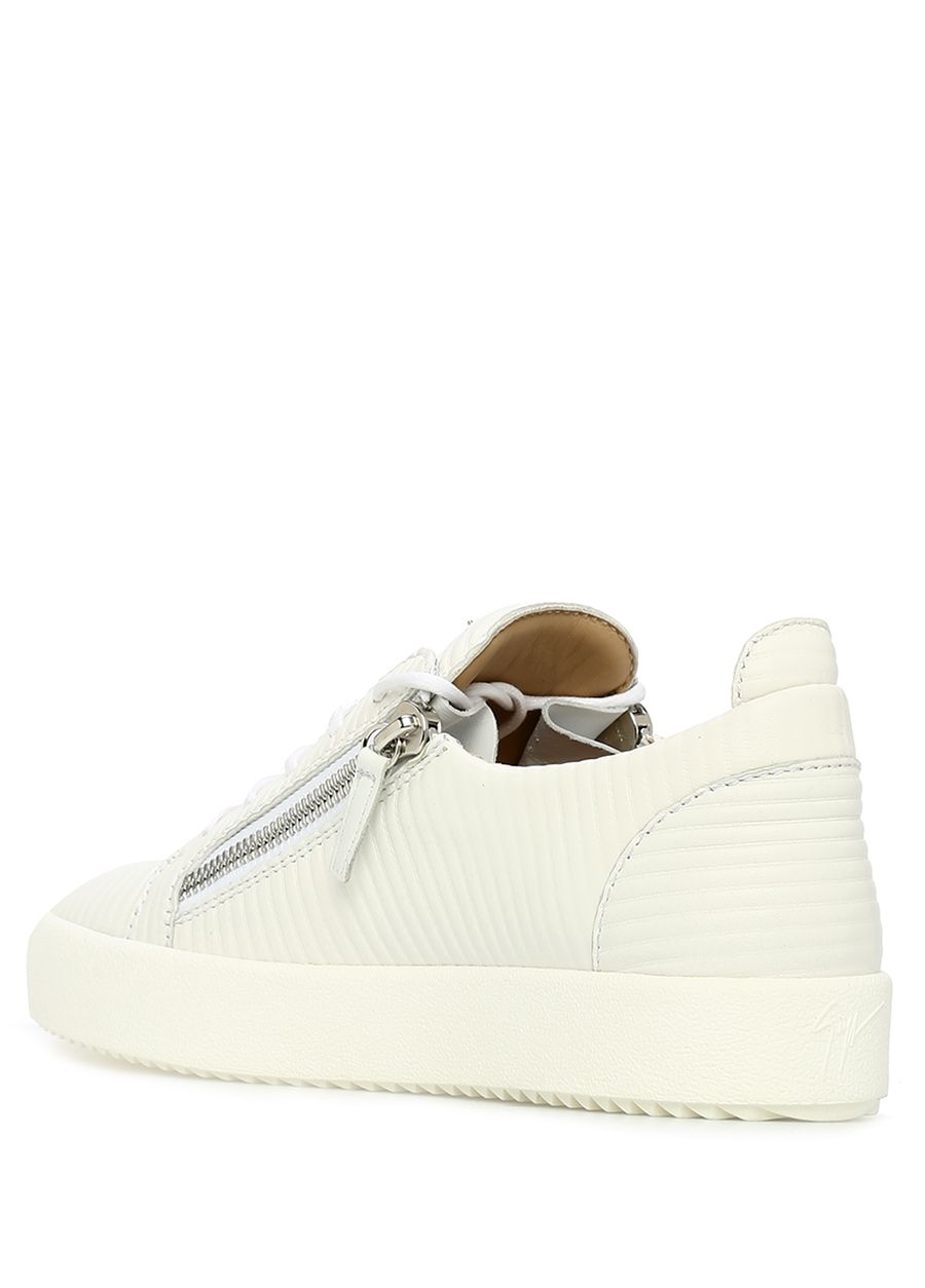 Beymen GIUSEPPE ZANOTTI Frankie Beyaz Çizgi Dokulu Erkek Deri Sneaker. 2