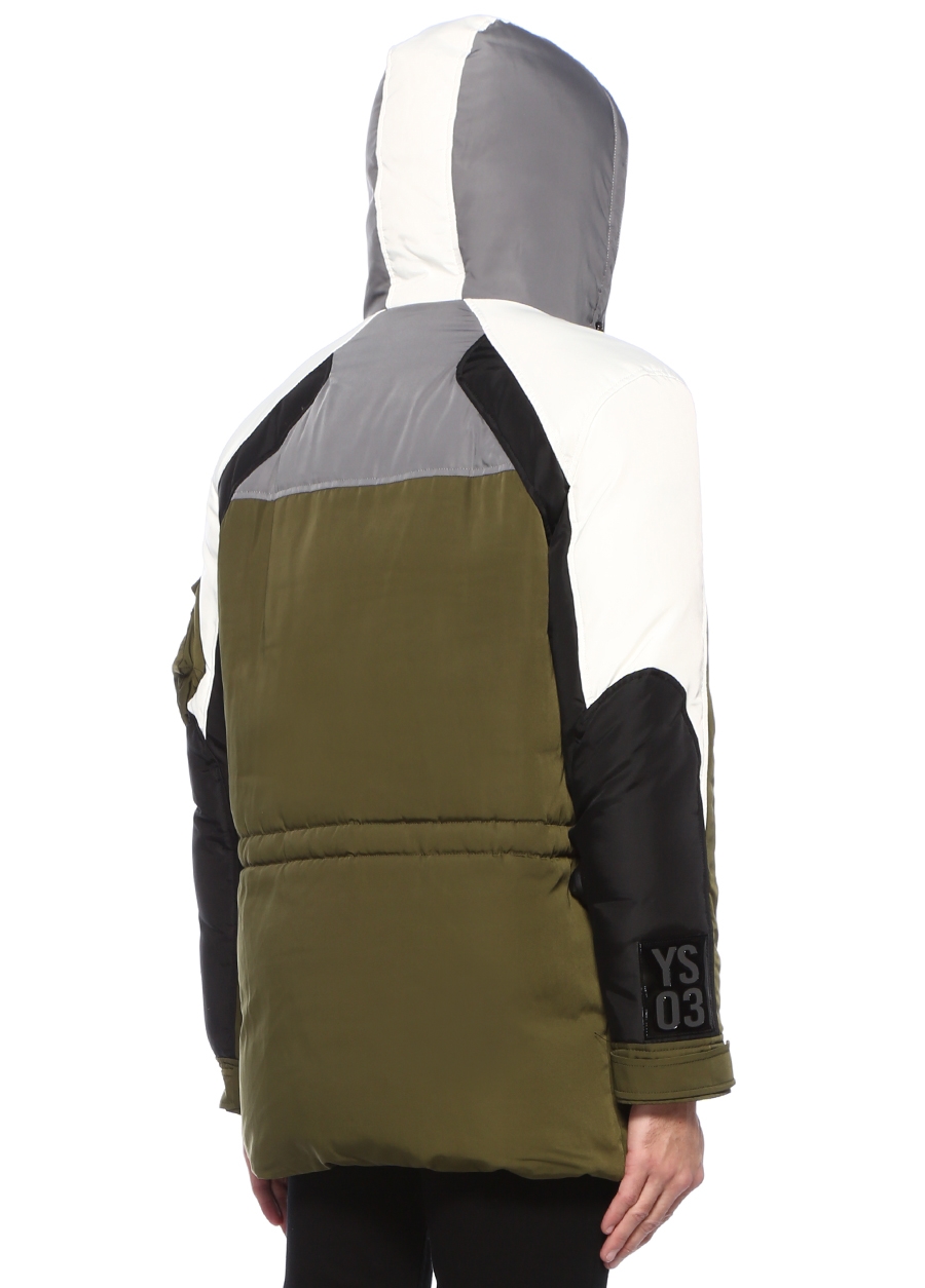 Beymen YVES SALOMON Yeşil Gri Kapüşonlu Colorblocked Yün Parka. 3