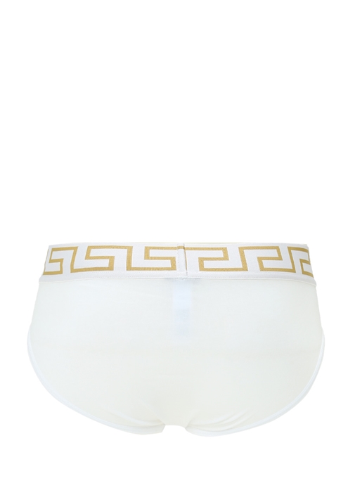 VERSACE Beyaz Logo Lastikli Slip