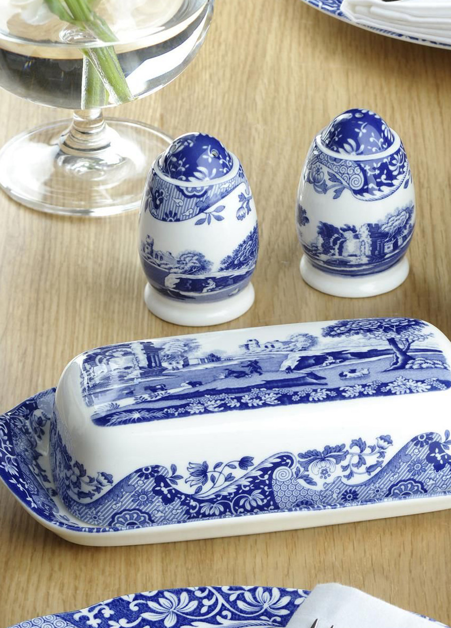 Spode Blue Italian Porcelain Butter Dish