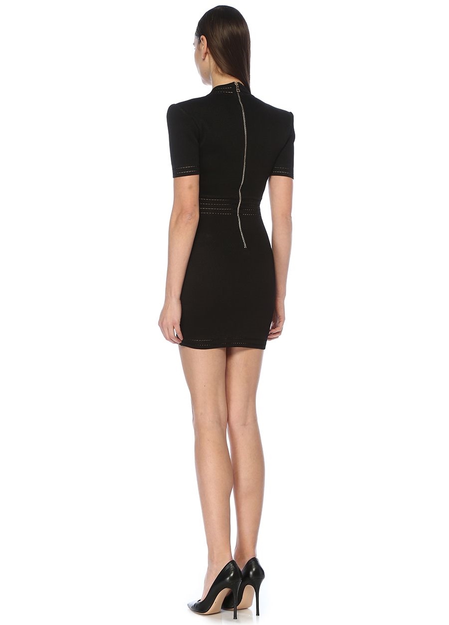 Beymen BALMAIN Siyah V Yaka Mini Elbise. 3