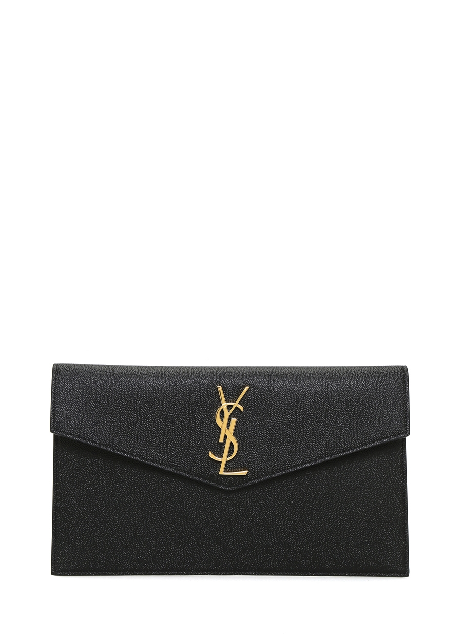 Beymen SAINT LAURENT Uptown Siyah Logolu Kadın Deri El Portföyü. 1