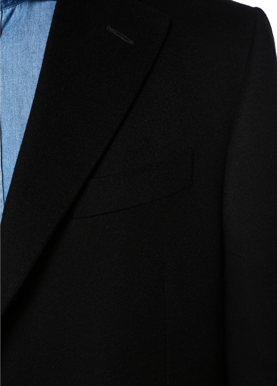 Beymen CORNELIANI Siyah Kelebek Yaka Kaşmir Palto. 4