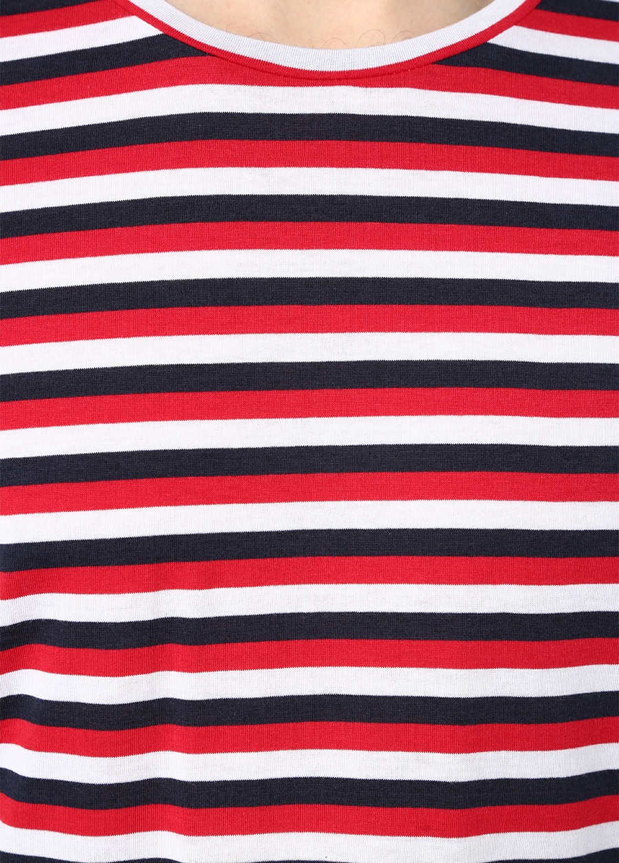 Beymen TRU Bisiklet Yaka Çizgi Desenli Basic T-shirt. 4