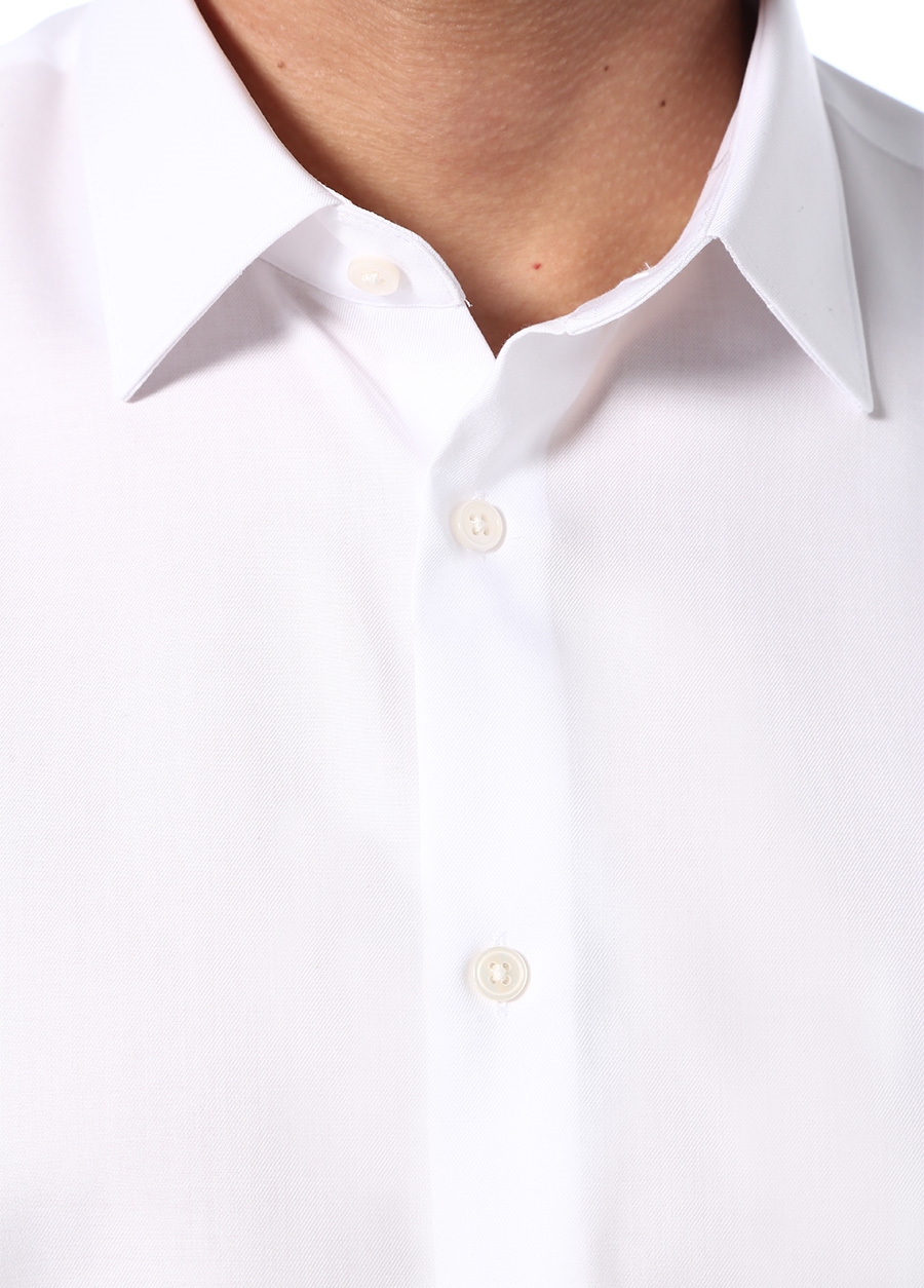 Beymen BEYMEN BES Custom Fit Beyaz Klasik Yaka İnce TwillGömlek. 4