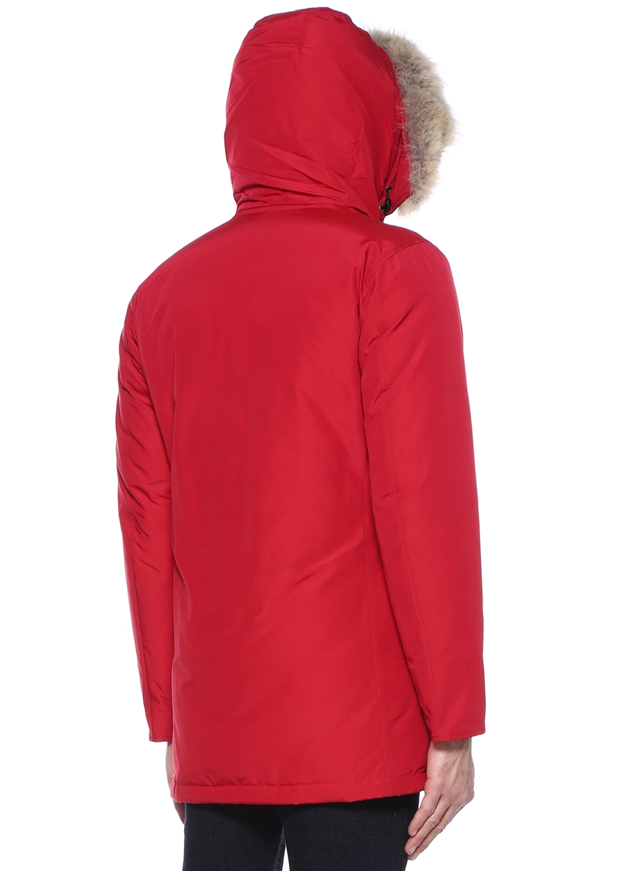 Beymen WOOLRICH Artic Kırmızı Kapüşonlu Logolu Puff Parka. 4