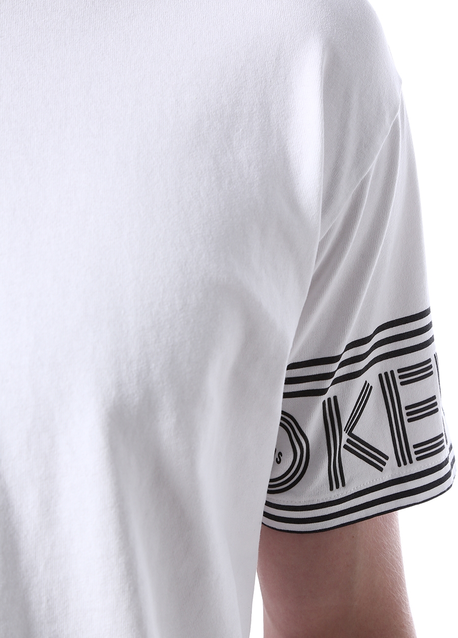 Beymen KENZO Beyaz Logo Baskılı Basic T-shirt. 4