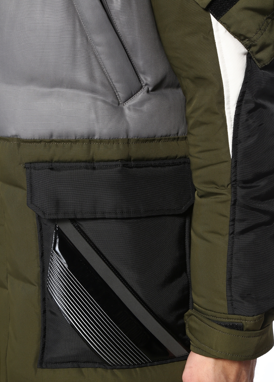 Beymen YVES SALOMON Yeşil Gri Kapüşonlu Colorblocked Yün Parka. 4