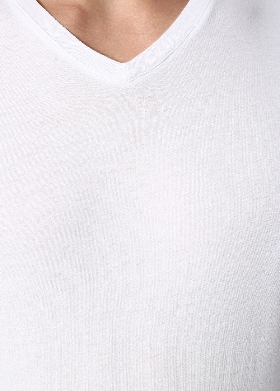 Beymen AMERICAN VINTAGE Beyaz V Yaka Basic T-shirt. 4