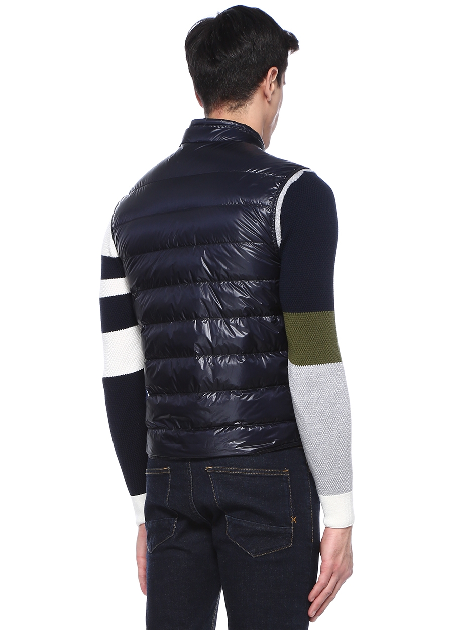 Beymen MONCLER Gui Lacivert Dik Yaka Logo Patchli PuffYelek. 4