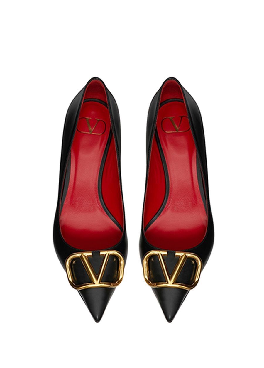 Beymen VALENTINO GARAVANI VLogo Siyah Deri Topuklu Ayakkabı. 4