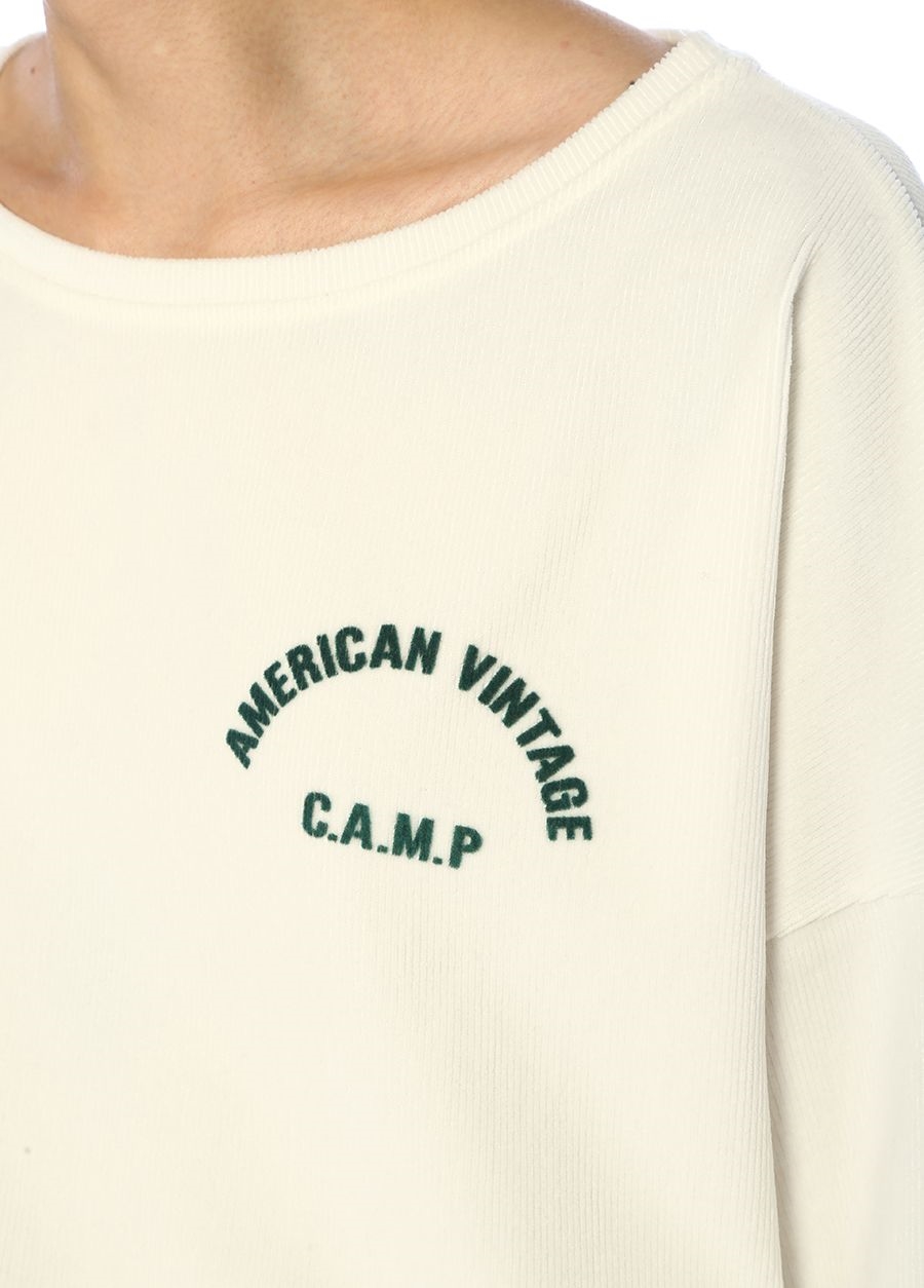 Beymen AMERICAN VINTAGE Oligood Beyaz Logolu Düşük Kol Kadife Sweatshirt. 4