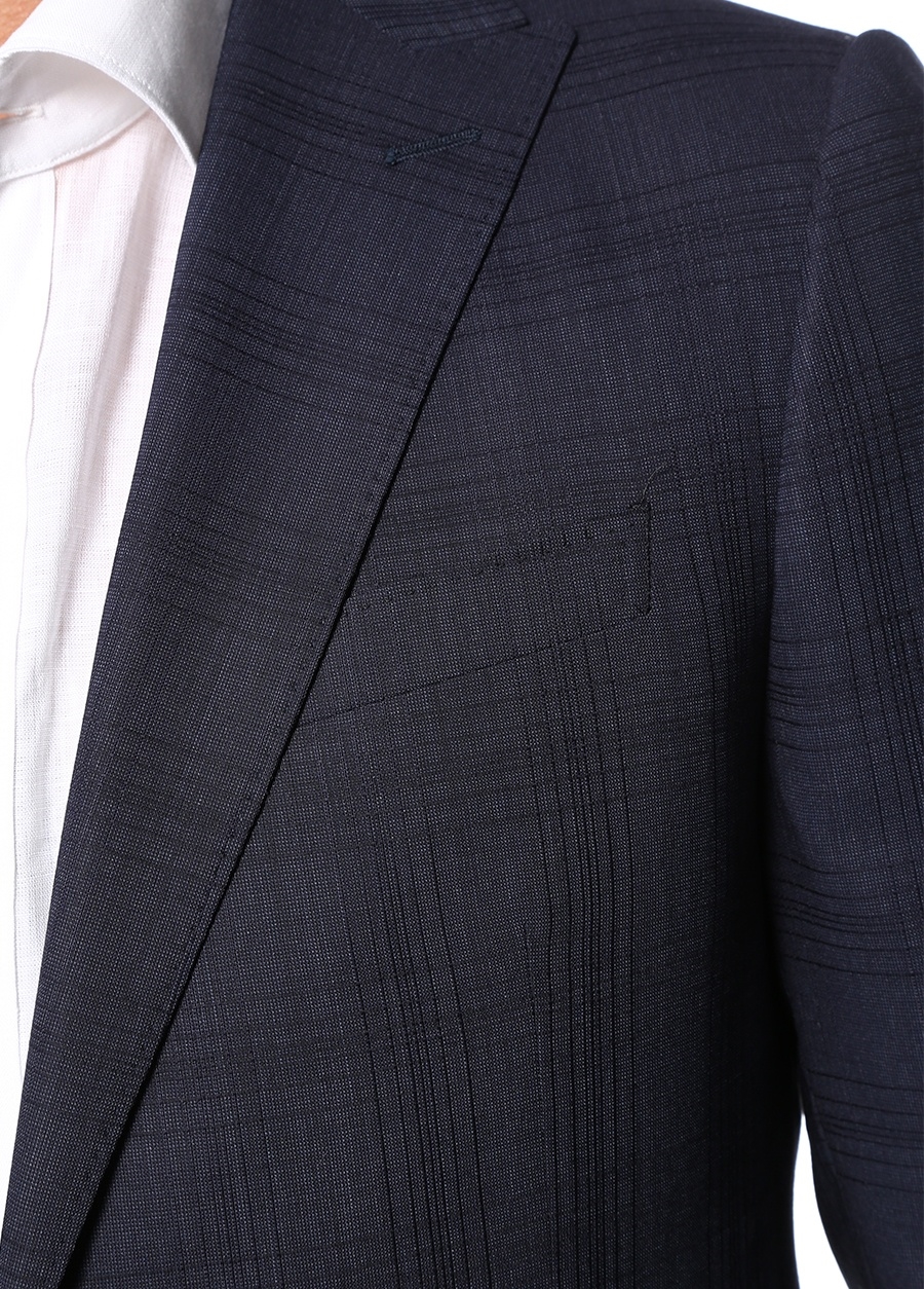 Beymen Z ZEGNA Drop 8 Lacivert Çizgi Desenli Yün Takım Elbise. 4