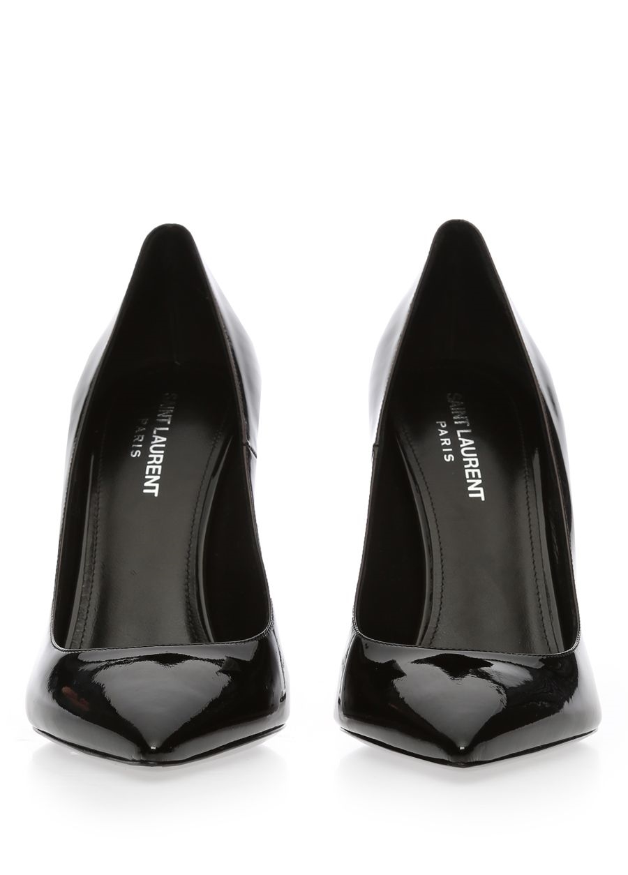 Beymen SAINT LAURENT Siyah Logo Topuklu Deri Stiletto. 3