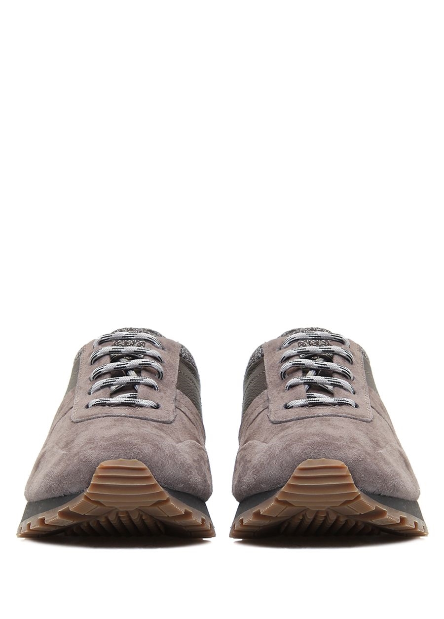 Beymen KITON Kahverengi Deri Detaylı Erkek Süet Sneaker. 3