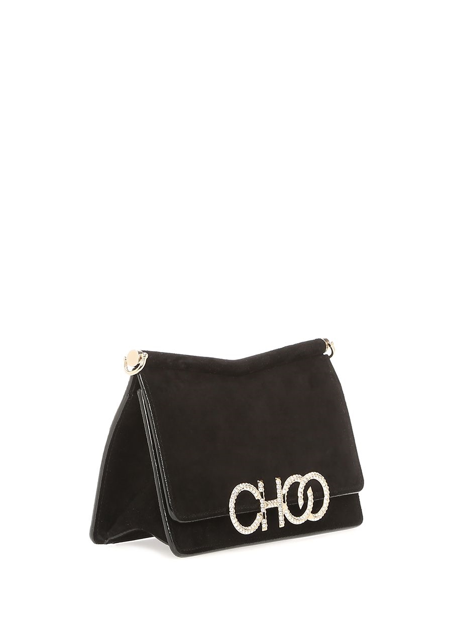 Beymen JIMMY CHOO Sidney Siyah Taşlı Logo Detaylı Süet Abiye Çanta. 3 Beymen JIMMY CHOO Sidney Siyah Taşlı Logo Detaylı Süet Abiye Çanta. 3