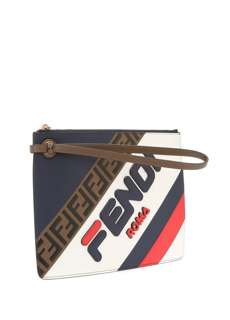 Beymen FENDI Fendi Mania Lacivert Logolu Kadın Deri El Portföyü. 3