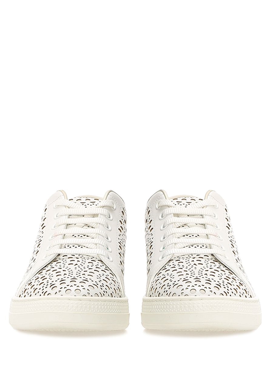 Beymen ALAIA Beyaz Lazer Kesim Detaylı Kadın Deri Sneaker. 3