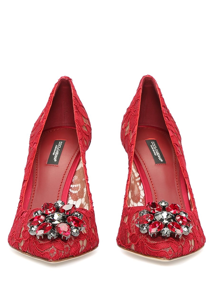 Beymen DOLCE&GABBANA Taormina Bordo Dantelli Topuklu Ayakkabı. 3