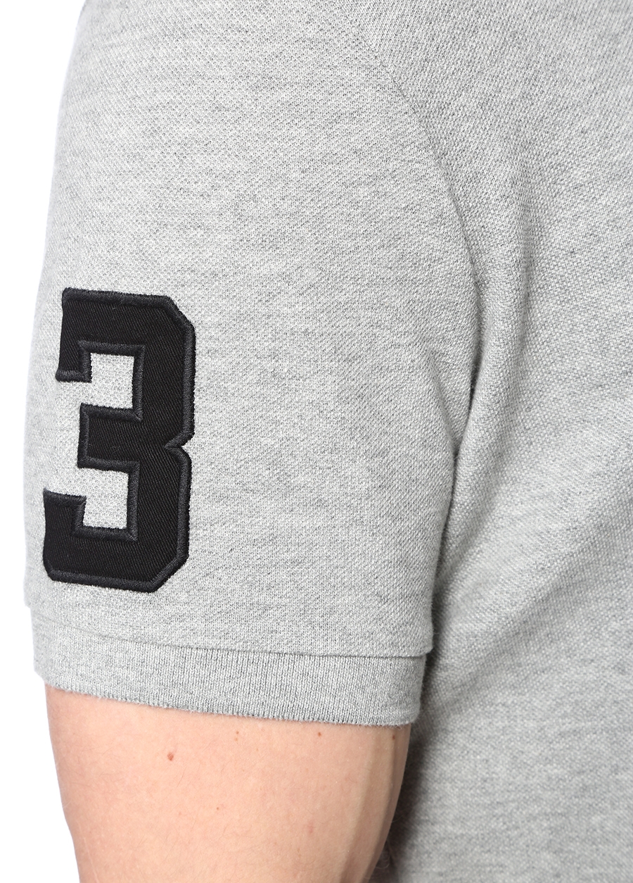 Beymen POLO RALPH LAUREN Custom Slim Fit Gri Logo Nakışlı Polo Yaka T-shirt. 6