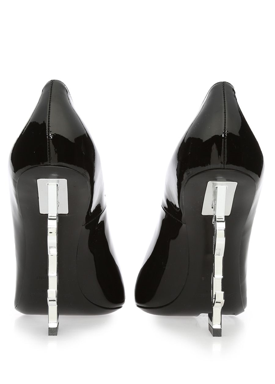 Beymen SAINT LAURENT Siyah Logo Topuklu Deri Stiletto. 4
