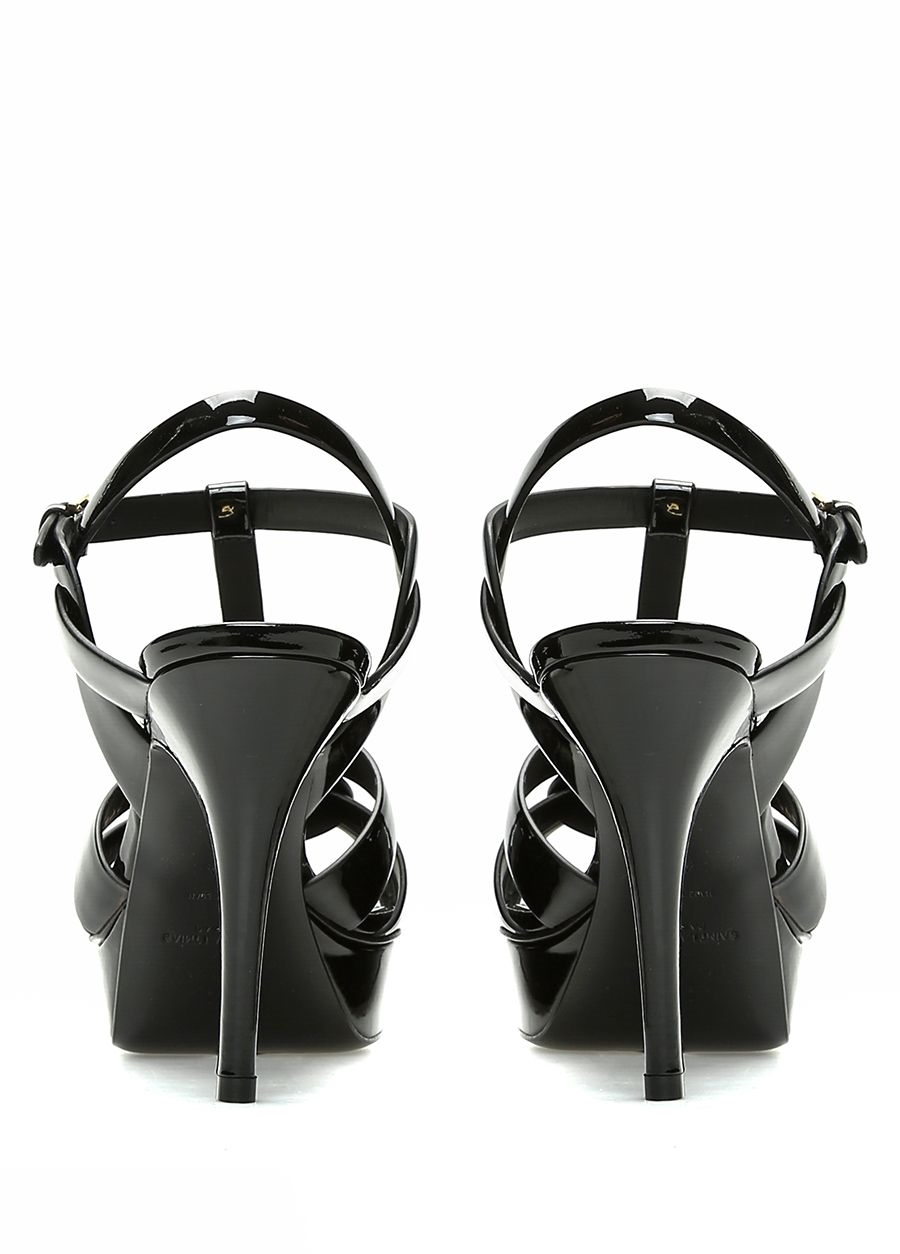 Beymen SAINT LAURENT Tribute Siyah Kadın Deri Sandalet. 4