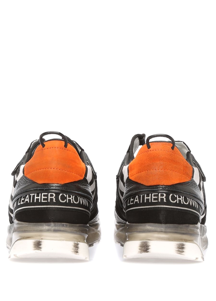 Beymen LEATHER CROWN Siyah Fileli Tabanlı Çizgili Erkek DeriSneaker. 4